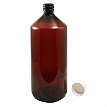 PET flaska brun inkl vit brytringskork 1000ml_3016